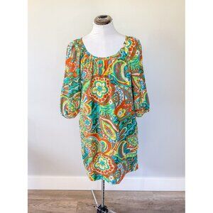 Tibi Silk and Cotton Retro Style Paisley Print Dress